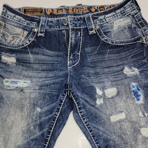 Rock Revival Men's Faded Blue Jeans